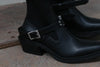 Untitlab matte black strap-on boots with bag AW201301 PU1